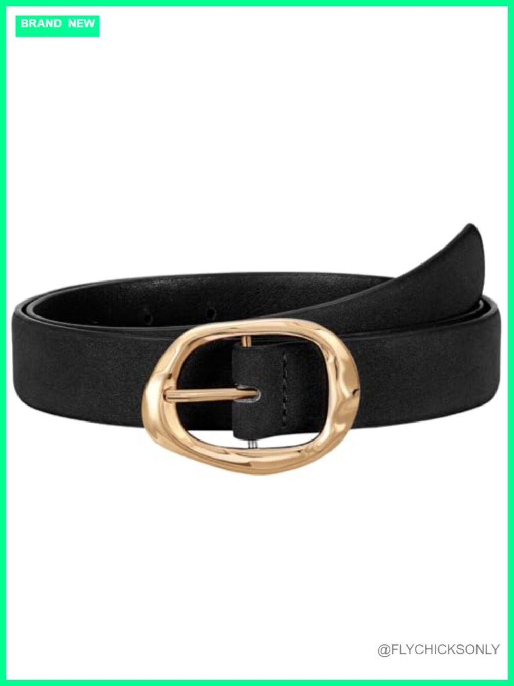 Faux Leather Belt for Women with Gold Buckle Adjustable Waist Belt